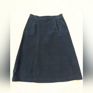 Vintage Mimi Couture Navy Blue Suade Skirt Women's Size small midi zip dark blue